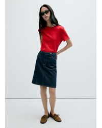 Mango - 100% Cotton Round Neck T-Shirt - Lyst