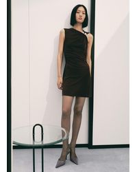 Mango - Fine-Knit Dress With Metallic Detail - Lyst