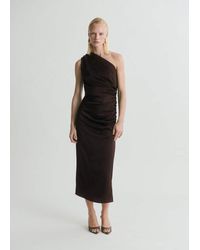 Mango - Asymmetrical Satin Dress With Side Slits - Lyst
