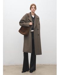 Mango - Manteau Laine Fait Main Oversize Marron Moyen - Lyst