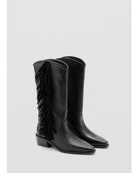 MANGO TEEN - Tall Leather Boots With Tassels - Lyst