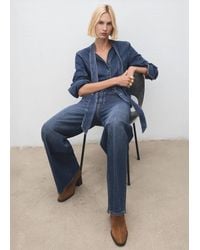 Mango - Suede Leather Ankle Boots With Block Heel - Lyst