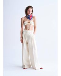 Mango - Straight Cotton Trousers With Pleats - Lyst