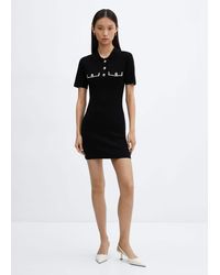 Mango - Knitted Dress With Polo Neck - Lyst