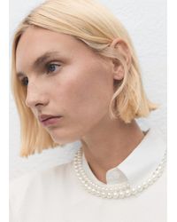 Mango - Double Pearl Crystal Necklace - Lyst
