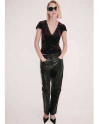 Mango - Embroidered Velvet Top - Lyst