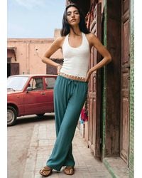 MANGO TEEN - Chiffon Trousers With Embroidered Details - Lyst