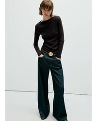 Mango - Long-Sleeved Boat-Neck T-Shirt - Lyst