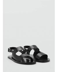 Mango - Leather Sandals With Straps - Lyst