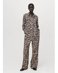 Mango - Printed Straight Shirt Tobacco - Lyst