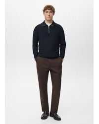 Mango - Microstructure Sweater With Zipper Collar - Lyst