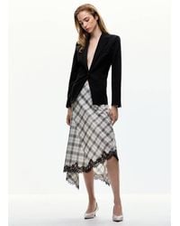 Mango - Fluid Midi Checked Skirt - Lyst