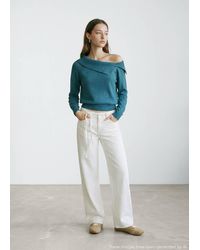 MANGO TEEN - Knitted Sweater With Asymmetrical Neck - Lyst