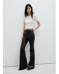 Mango - Faux-Leather Flared Trousers - Lyst