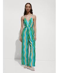 Mango - Printed Draped Jumps0uit With Slits - Lyst