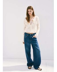 Mango - Openwork Detail Knit Cardigan - Lyst
