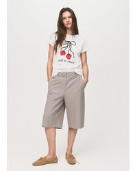 Mango - Printed Cotton-Blend T-Shirt - Lyst