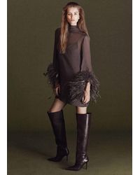 Mango - Feathered Dress With Bell Sleeves - Lyst