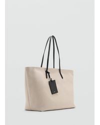 Mango - Shopper Bag Aus Canvas Mit Kontrastdetail - Lyst