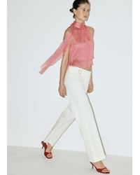 Mango - Polka Dot Blouse With Knot Detail - Lyst