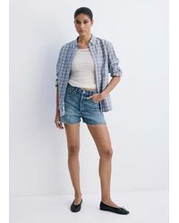 Mango - Denim Shorts With Frayed Hem - Lyst