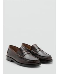 Mango - Leather Penny Loafers - Lyst