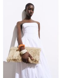 Mango - Borsa A Mano Fibra Naturale Frange - Lyst