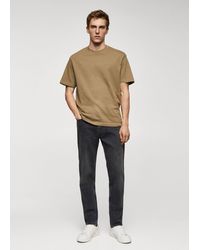 Mango - Basic 100% Cotton Relaxed-fit T-shirt Medium - Lyst