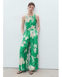 Mango - Combinaison Ceinture Imprimée Vert - Lyst
