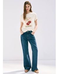 Mango - Printed Cotton-Blend T-Shirt - Lyst