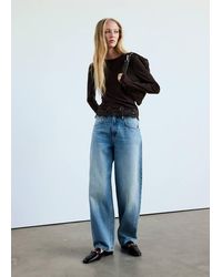 Mango - Fitted T-Shirt With Lace Trim - Lyst