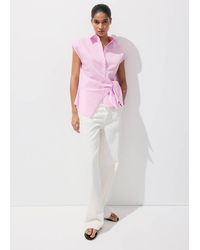 Mango - Striped Cotton Shirt With Tie Detail - Lyst