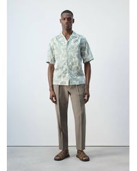 Mango - Printed Cotton Shirt With A Bowling Collar - Lyst