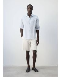 Mango - Seersucker Cotton Slim Fit Checked Shirt - Lyst