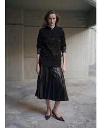 Mango - Suede Jacket With Strap Collar - Lyst