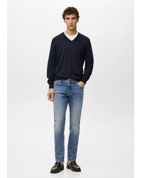 Mango - Jan Slim-Fit Faded Dark-Wash Jeans - Lyst