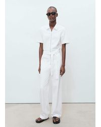 Mango - Abito A Tuta Denim Cintura Bianco - Lyst