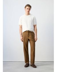 Mango - Regular-Fit Pleated Flowy Trousers - Lyst