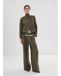 Mango - Veste En Lin À Double Boutonnage Kaki - Lyst