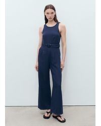 Mango - Tuta Denim Fluida Cintura Blu Notte - Lyst