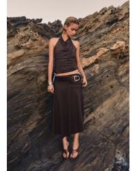 Mango - Gonna Midi Drappeggiata Marrone - Lyst