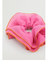Mango Hair Tie With Embossed Detail - Pink