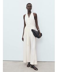 Mango - Halter-Neck Jumpsuit With Belt - Lyst