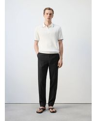 Mango - Fine-Knit Polo Shirt With Zip - Lyst