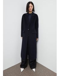 Mango - Manteau Long En Laine Bleu Marine Foncé - Lyst