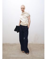 Mango - Rinse-Wash Wideleg Jeans With Pleats - Lyst