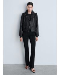 Mango - Leather Biker Jacket - Lyst