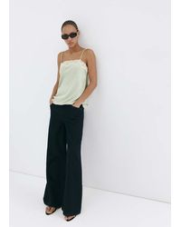 Mango - Lace Detail Satin Top - Lyst