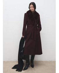 Mango - Manteco Wool Coat With Fur Collar - Lyst