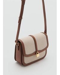 Mango - Contrasting Canvas Shoulder Bag - Lyst
